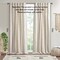 Edge Collections - 50" x 95" - Ivory - Cotton Printed Curtain Panel with Chenille Stripe Lining - 1 Piece